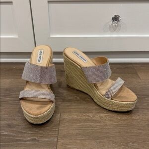Steve Madden Tan and Cream Wedge Sandals